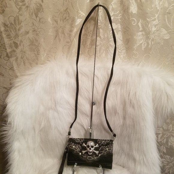 HANDBAG EXPRESS WESTERN SKULL RHINESTONE WRISTLET - Picture 3 of 6